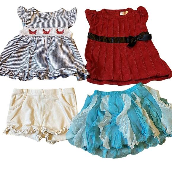 Baby Girl Clothing Lot of 4 Spring Summer Dress Shorts Size 6/9/12M Mixed Brand - Picture 1 of 7